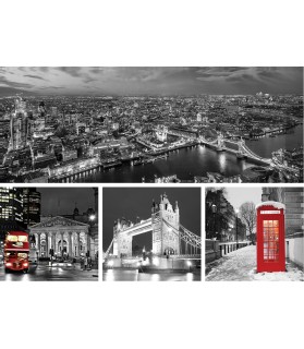 Vászonkép szett 4 darabos London fekete és fehér